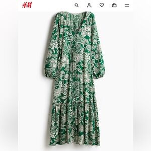 H&M Long Sleeve Green Floral Dress